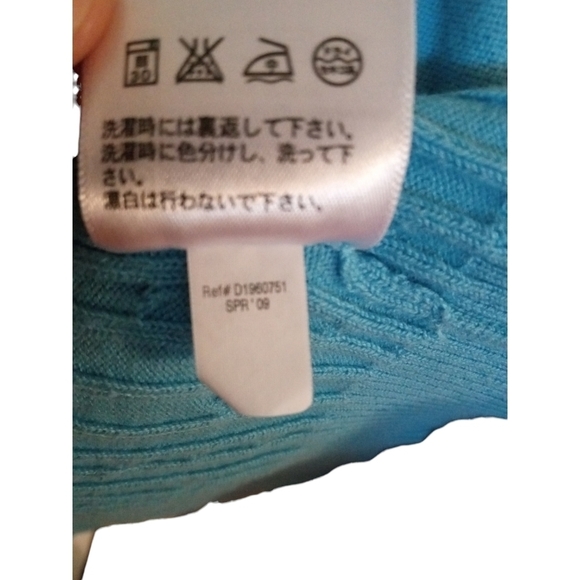 Cable Knit Full Zip Cardigan Eddie Bauer Teal Pocketed Granniecore Layering XXL - Picture 11 of 15